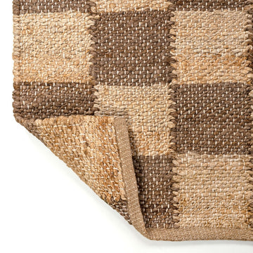 Theo Modern Farmhouse Woven Jute Checkerboard Area Rug